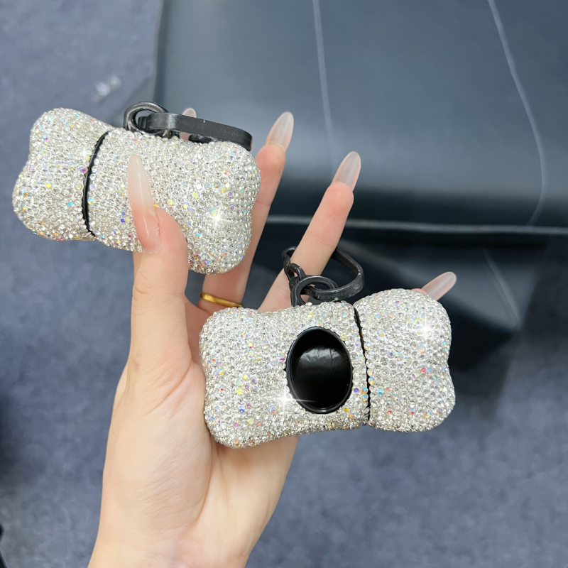 Deimantais inkrustuotas šunų išmatų dozatorius Nešiojamas šunų išmatų šiukšlių maišas Deimantais inkrustuotos naminių gyvūnėlių valymo priemonės Šiukšlių dėžė