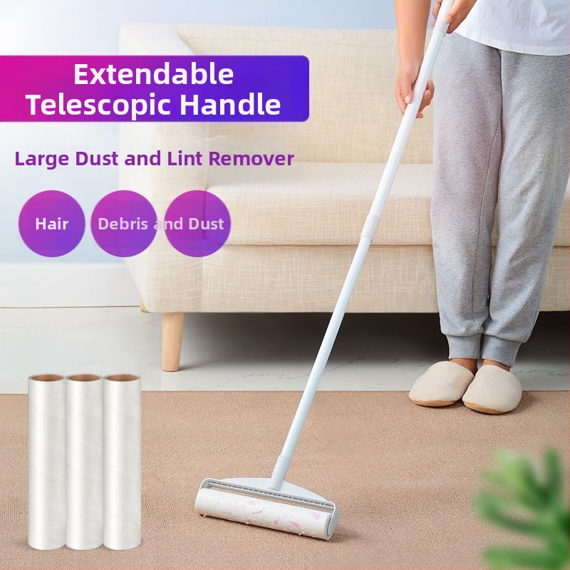 Veľký valček na odstraňovanie žmolkov s dlhou rukoväťou na odstraňovanie chlpov z postelí a podláh, valčeková kefa na čistenie prachu