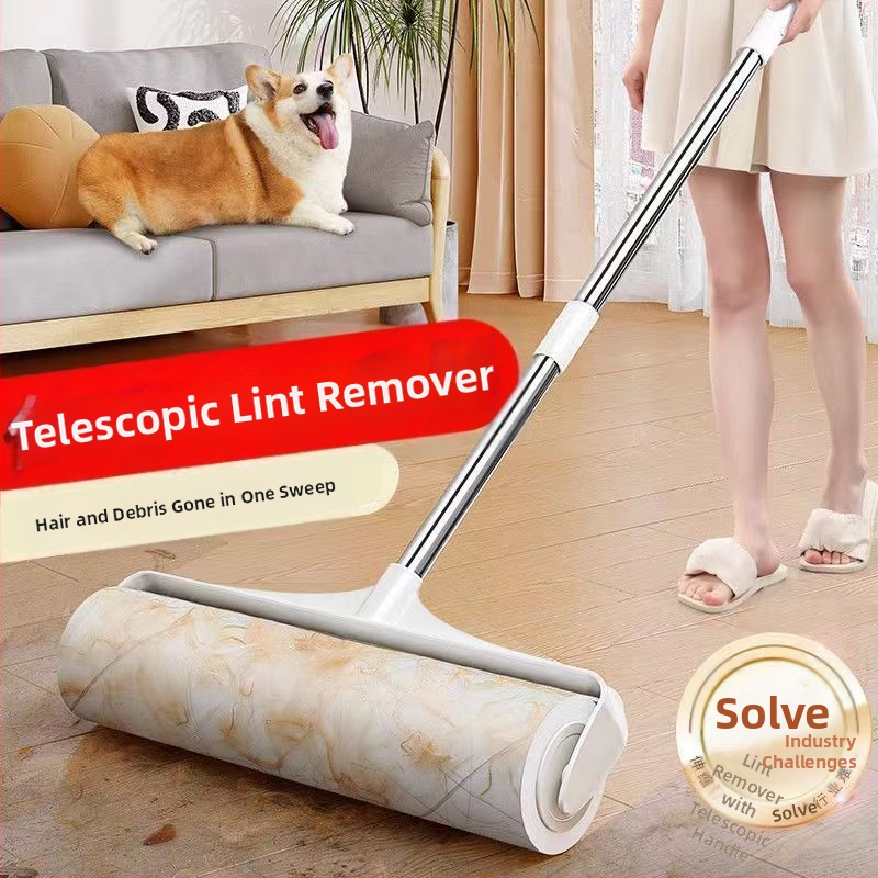 Veľký valček na odstraňovanie žmolkov s dlhou rukoväťou na odstraňovanie chlpov z postelí a podláh, valčeková kefa na čistenie prachu