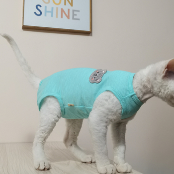 Лятна тънка тениска с четири крака, памучна, дишаща, малка, свежа, безкосместа котка сфинкс, немски дрехи