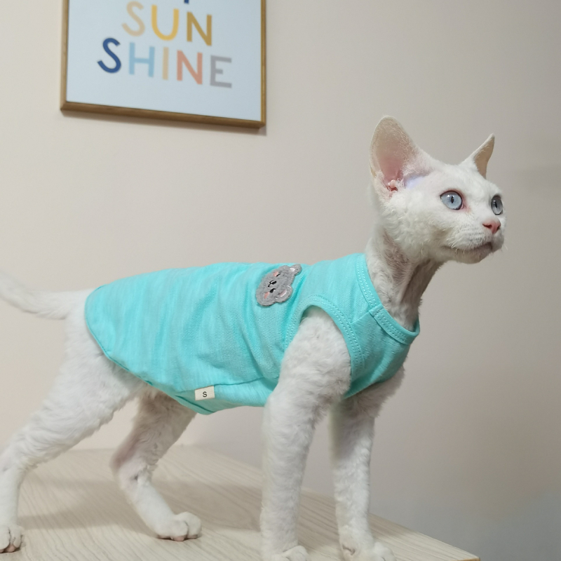 Лятна тънка тениска с четири крака, памучна, дишаща, малка, свежа, безкосместа котка сфинкс, немски дрехи