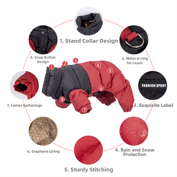 Παλτό από βαμβάκι για κατοικίδια, ζεστό και πυκνό τετράποδο βαμβακερό παλτό για τον χειμώνα, αντιανεμικά ρούχα για σκύλους από γραφένιο, αδιάβροχο αρκουδάκι για πρόσφυση