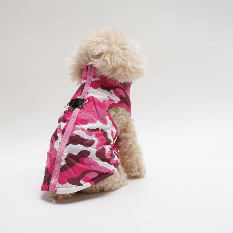 1 darab új őszi-téli meleg pamuttal bélelt kabát, menő, terepszínű leopárdmintás mellény kis és közepes méretű kutyáknak, speciális kisállatoknak