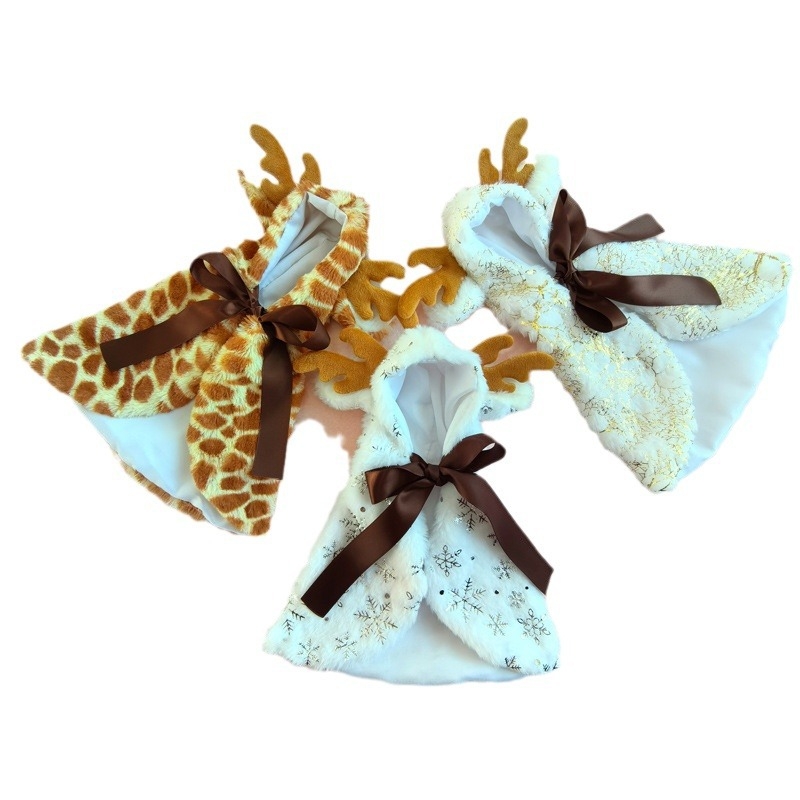 Коледен костюм за домашен любимец, лос, пончо, наметало, топло куче, котка, универсални дрехи, подходящи за рокля, шапка, аксесоари