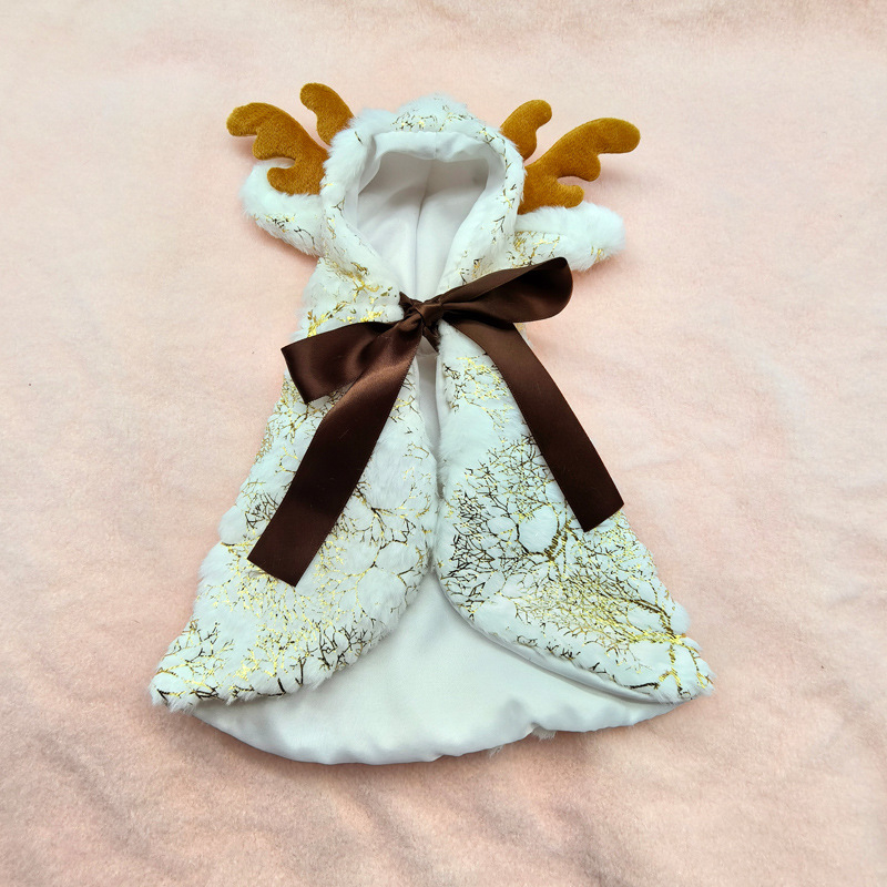 Коледен костюм за домашен любимец, лос, пончо, наметало, топло куче, котка, универсални дрехи, подходящи за рокля, шапка, аксесоари