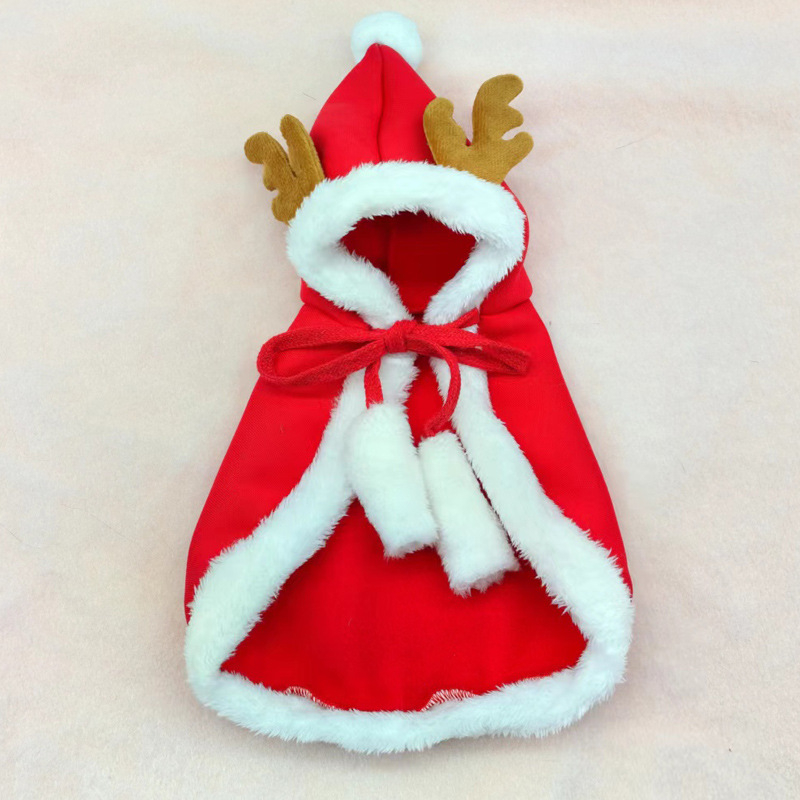 Коледен костюм за домашен любимец, лос, пончо, наметало, топло куче, котка, универсални дрехи, подходящи за рокля, шапка, аксесоари