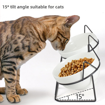 Amazon kisállattál, kutyatál, integrált dupla tál, macska rizstál, macskatál, kerámia, nem könnyen felborítható nyakvédő