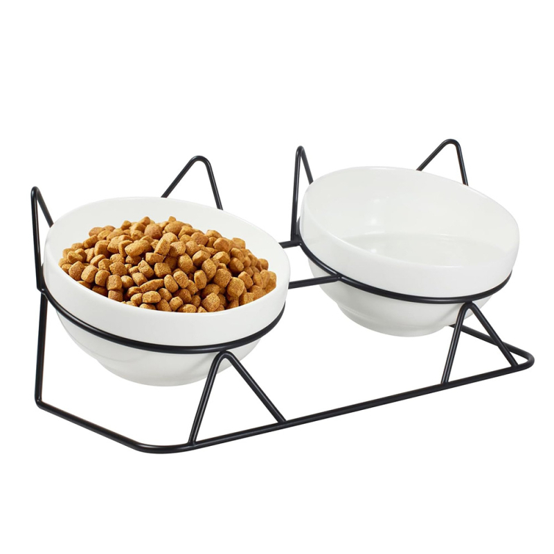 Amazon kisállattál, kutyatál, integrált dupla tál, macska rizstál, macskatál, kerámia, nem könnyen felborítható nyakvédő