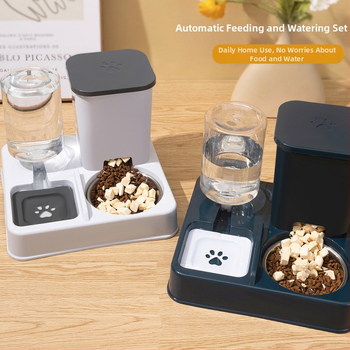 Macskatál ferde szájú kutyatál macska rizstál dupla tál rozsdamentes acél automata vízutántöltő kisállattál 2 az 1-ben ivóvíz etető