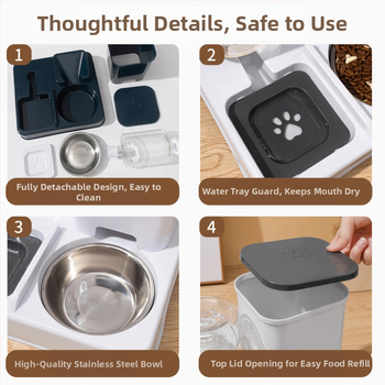 Μπολ για γάτες, μπολ για σκύλους, διπλό μπολ με λοξό στόμα, λεκάνη ρυζιού για γάτες, αυτόματο αναπλήρωση νερού από ανοξείδωτο ατσάλι, μπολ για κατοικίδια, τροφοδότης πόσιμου νερού 2 σε 1