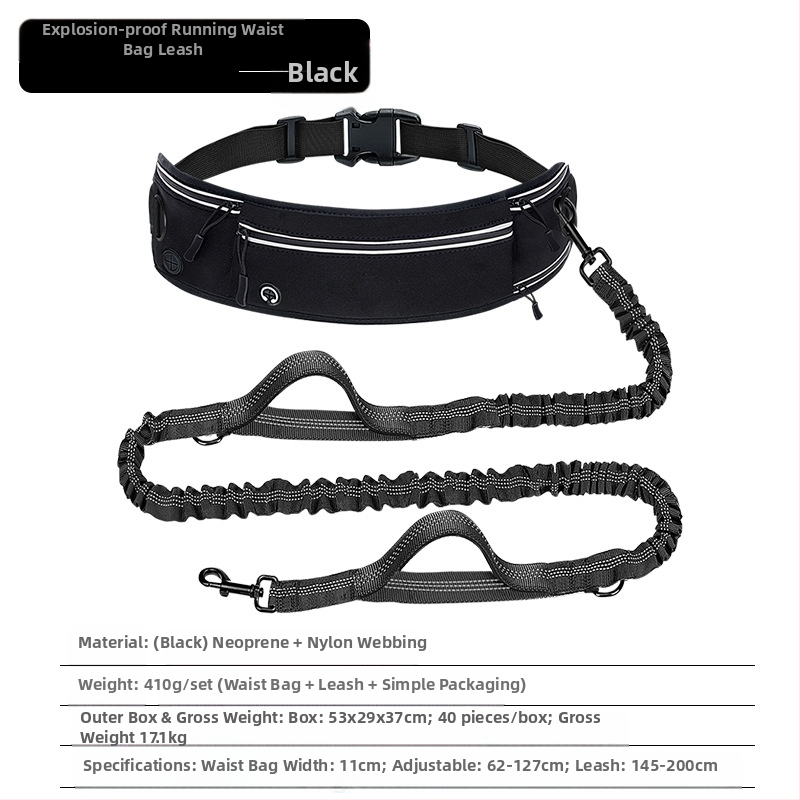 Határokon átnyúló robbanásbiztos futókutya póráz nejlon fényvisszaverő multifunkcionális visszahúzható sport deréktáska kisállat póráz
