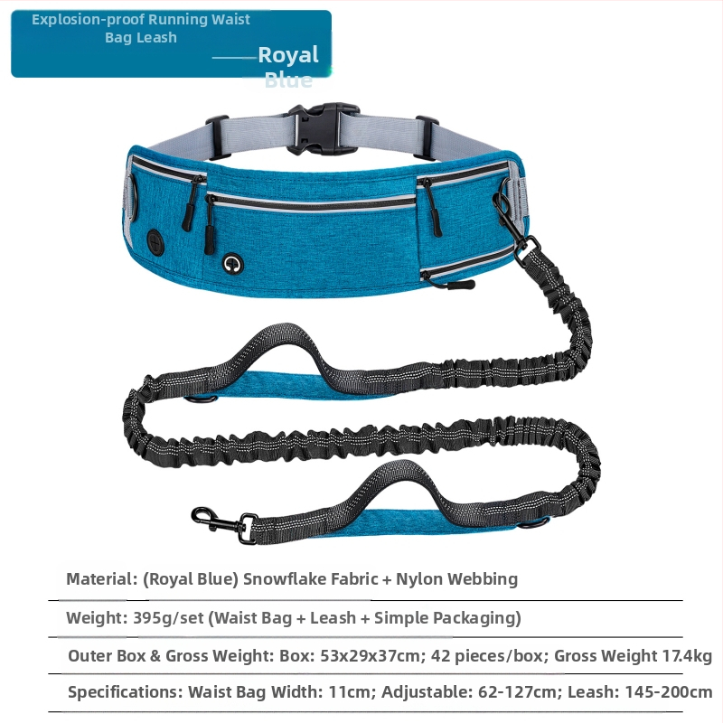 Határokon átnyúló robbanásbiztos futókutya póráz nejlon fényvisszaverő multifunkcionális visszahúzható sport deréktáska kisállat póráz