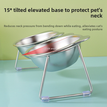 Μπολ γάτας από ανοξείδωτο ατσάλι 304, μπολ νερού για γάτες, λεκάνη πόσης, προστασία λαιμού κατοικίδιων, υπερυψωμένη σχάρα, μπολ για σκύλους, μπολ τροφής για γάτες, μπολ ρυζιού