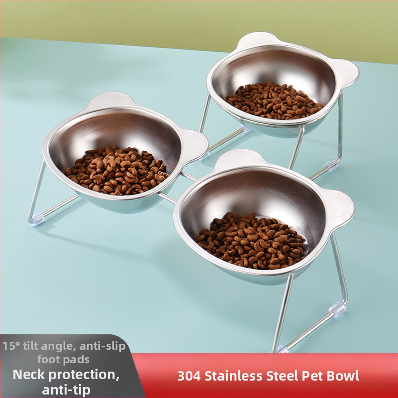 304 rozsdamentes acél macskatál, macska itató, ivómedence, kisállat nyakvédő, megemelt állványos kutyatál, macskaeledel-tál, rizstál