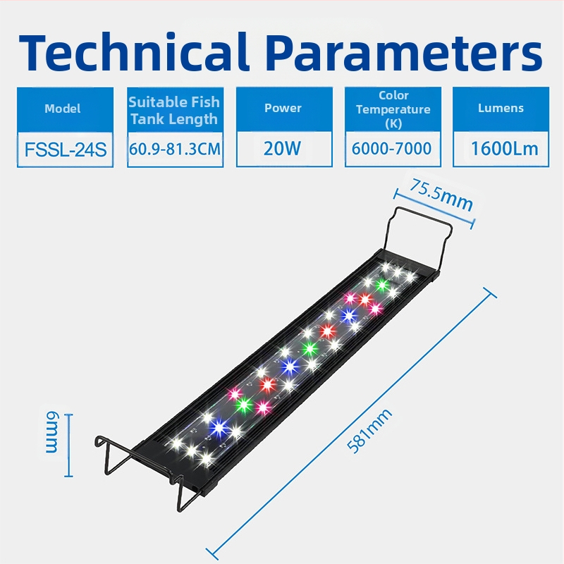 Plokščias itin plonas LED vandens augalų šviestuvas akvariumo apšvietimas žuvų bako šviestuvas pritemdomas ryškesnis žolės bako šviestuvas vandeniui papildomas šviestuvas dumblius naikinantis šviestuvas