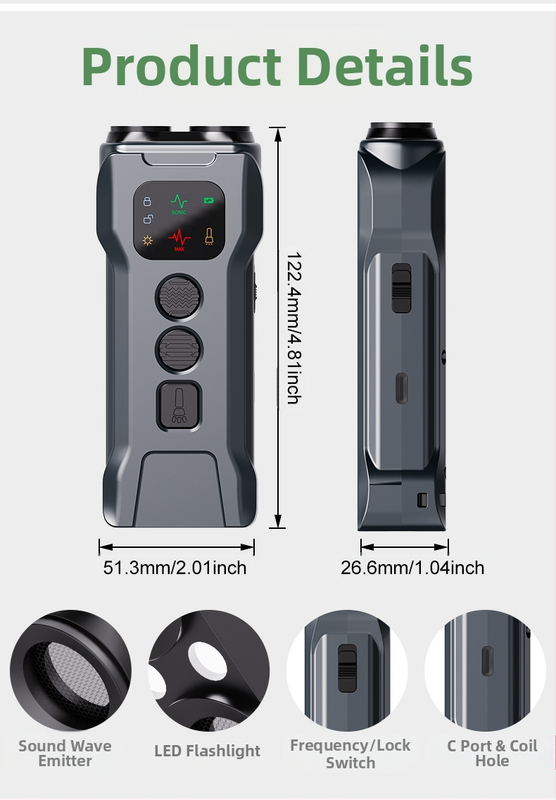 Ultragarsinis lojimo atbaidymo prietaisas, skirtas naudoti pasienyje, specialus dvigalvis šunų atbaidymo prietaisas, nešiojamas šunų dresavimo prietaisas, lojimo atbaidymo prietaisas