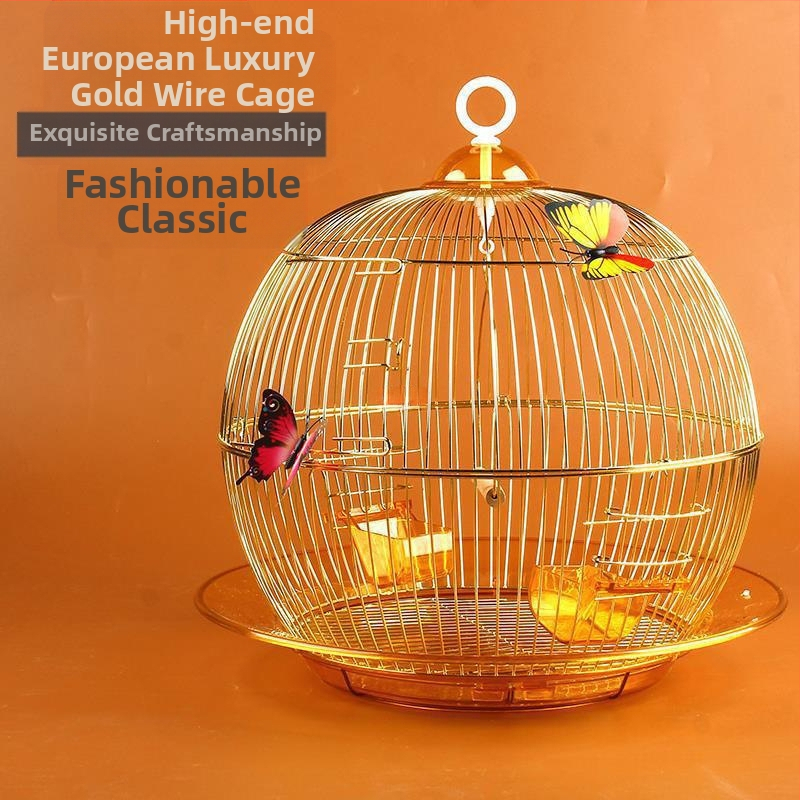 Kerek fekete főnix tigrisbőr madár bazsarózsa gyöngy fémkalitka dekoratív díszkalitka kis tenyészpapagájkalitka madárkalitka Zb