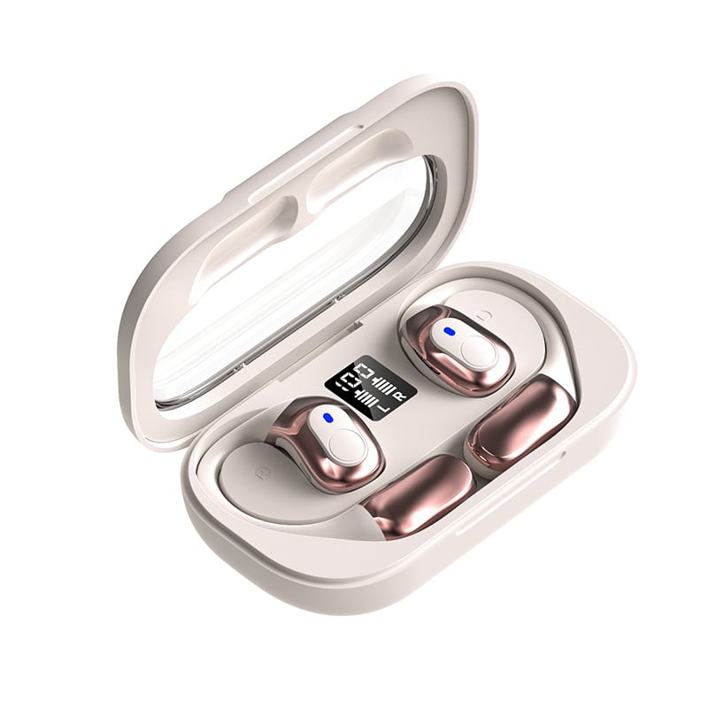 Fülre akasztható Bluetooth headset, amely nem jut be a fülbe, nyitott típusú, hosszú viseletet biztosít, fájdalommentes, vízálló, kiváló minőségű, hosszú akkumulátor-üzemidőt biztosít.