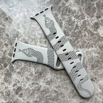 Фабрично нова, лазерно гравирана силиконова каишка за iWatch S10 с шарка на змия, подходяща за Apple Applewatch мъже и жени от висок клас