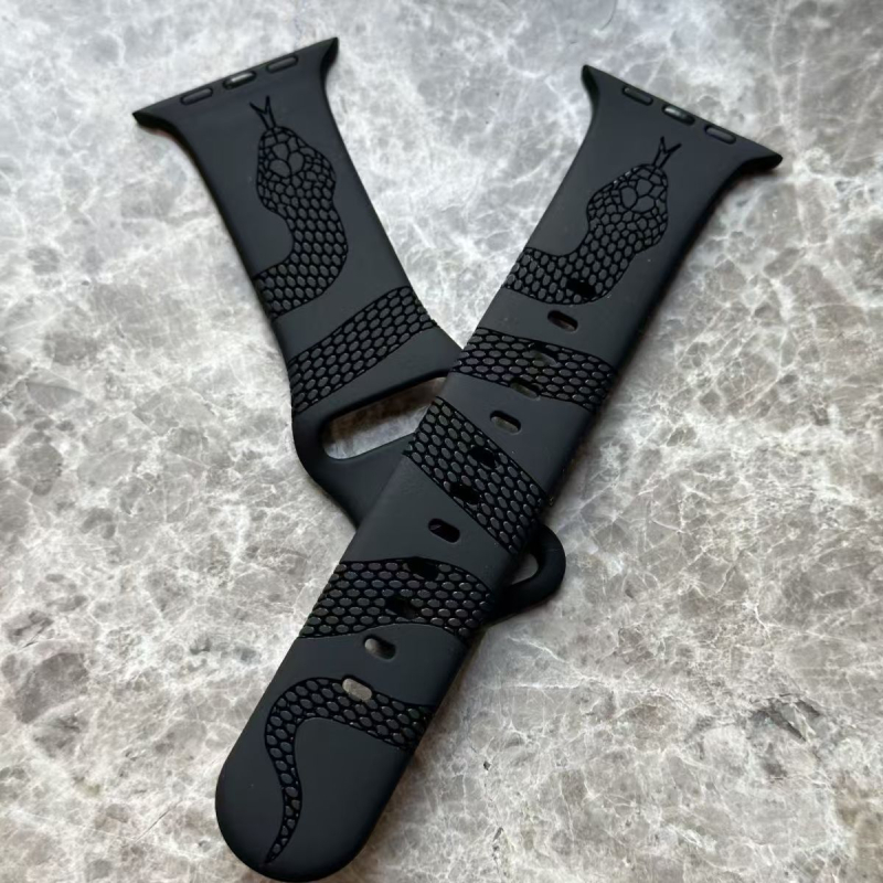 Tehase uus mao mustriga lasergraveeringuga silikoonist iWatch kellarihm S10, mis sobib Apple Applewatch meestele ja naistele, tipptasemel