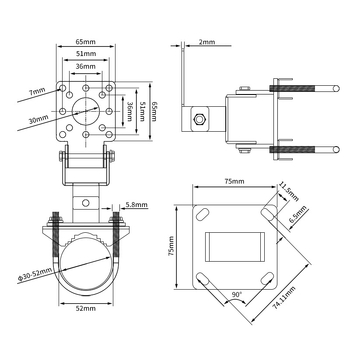 Двупосочна скоба за регулиране на ъгъла Код Опора Задържаща щанга Закрепване за стена с множество размери Фиксирана скоба 90° Хардуерни аксесоари