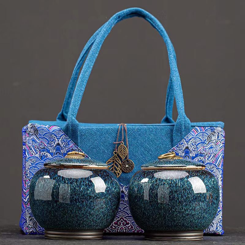 Tianmu glasuurahju vahetamine keraamilised teekannud keskmised poole Jin pakkimine suletud mahuti tühi tee kinkekarp pakend riidest kott