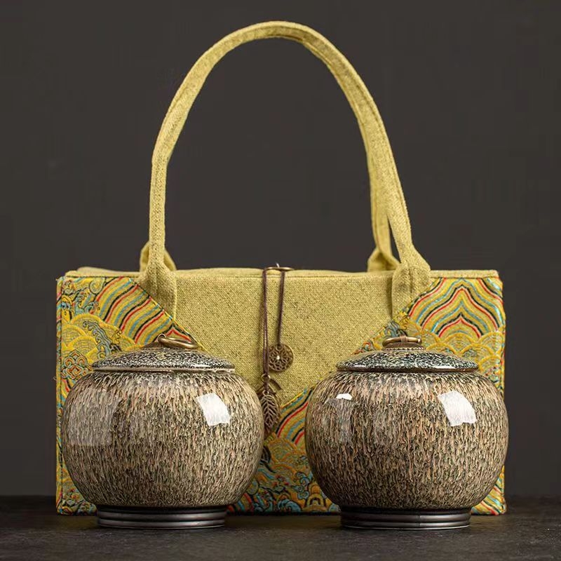 Tianmu glasuurahju vahetamine keraamilised teekannud keskmised poole Jin pakkimine suletud mahuti tühi tee kinkekarp pakend riidest kott