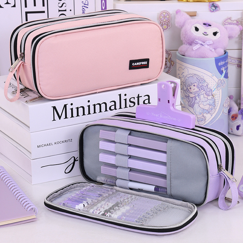 Uus mitmekihiline suure mahutavusega ja uhke pinal koolihooaja alguseks, põhikooli ja algkooli tüdrukute kirjatarvete karp, plekikindel pinal