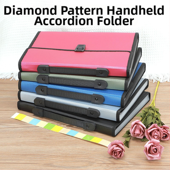 Чанта с акордеон A4 с диамантена шарка и катарама, 13 решетки, голям капацитет, информационна чанта за файлове, чанта за съхранение на студентски тестове на едро