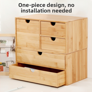 Bambusz asztali fiókos tárolódoboz, kozmetikai komód, éjjeliszekrény, íróasztal, egyszerű, többrétegű tárolóállvány, fa