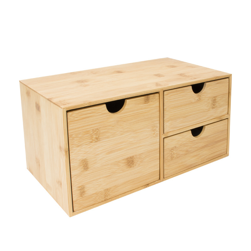 Bambusz asztali fiókos tárolódoboz, kozmetikai komód, éjjeliszekrény, íróasztal, egyszerű, többrétegű tárolóállvány, fa