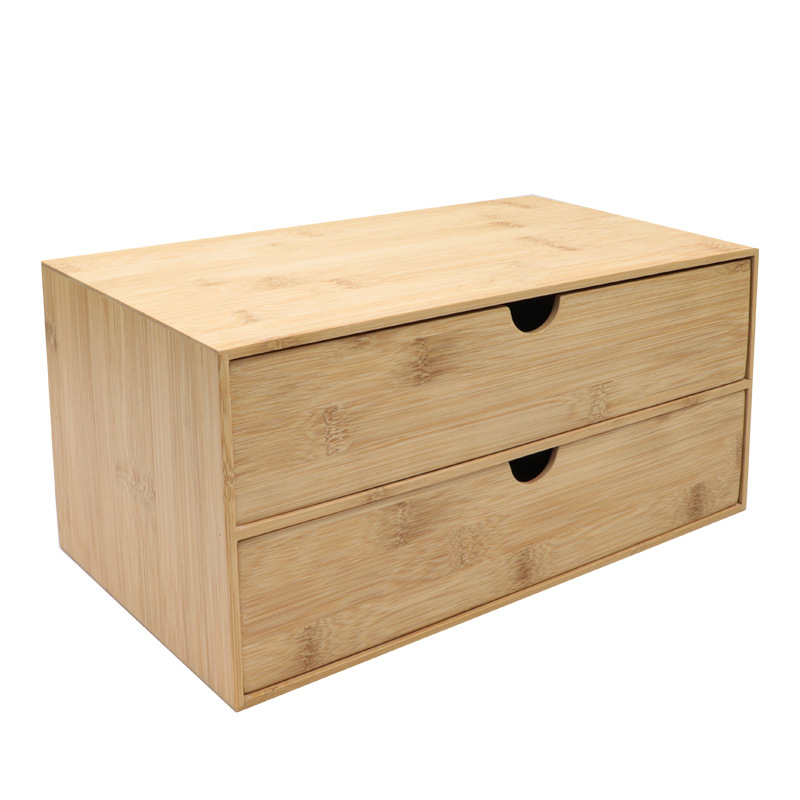 Bambusz asztali fiókos tárolódoboz, kozmetikai komód, éjjeliszekrény, íróasztal, egyszerű, többrétegű tárolóállvány, fa