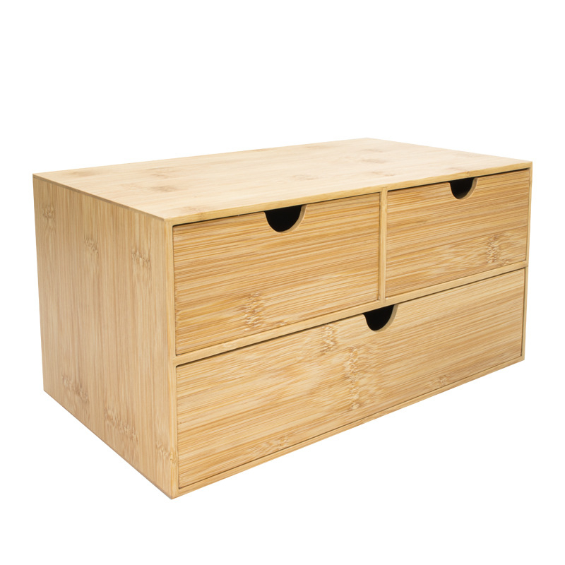 Bambusz asztali fiókos tárolódoboz, kozmetikai komód, éjjeliszekrény, íróasztal, egyszerű, többrétegű tárolóállvány, fa