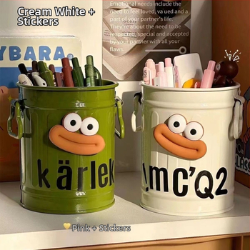 Didelės vertės animacinių filmukų asmeninis rašiklių laikiklis studentams, didelės talpos, mielas, paprastas, retro stiliaus kibiras daiktams laikyti.