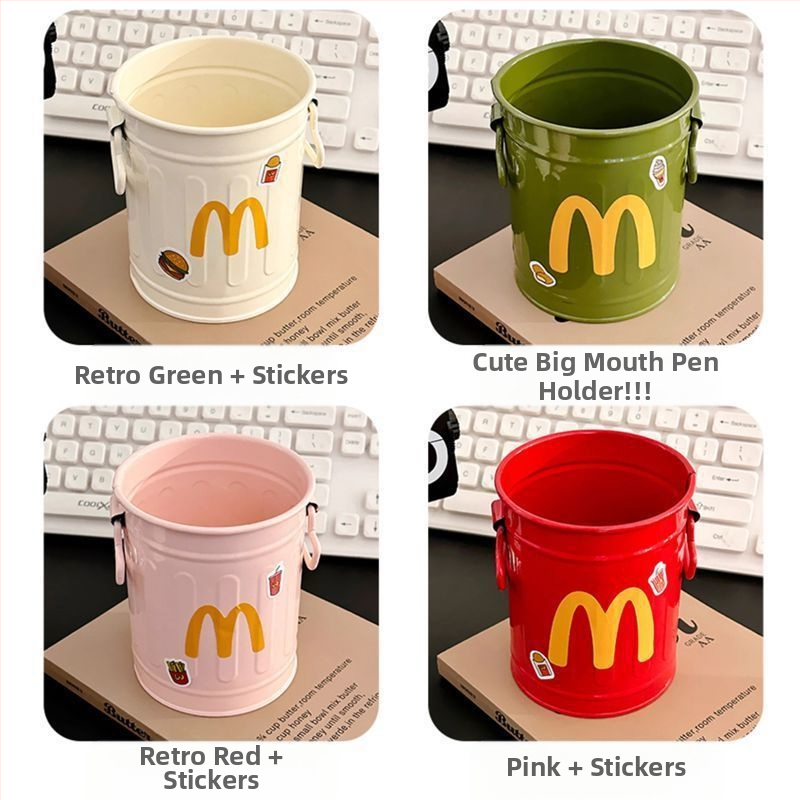 Didelės vertės animacinių filmukų asmeninis rašiklių laikiklis studentams, didelės talpos, mielas, paprastas, retro stiliaus kibiras daiktams laikyti.