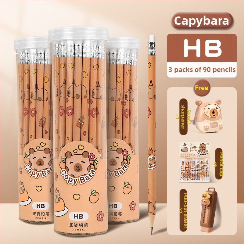 Pieštukas „Kapibala“ pradinės mokyklos mokiniams, rašantiems HB, mielas animacinis filmas su trintuku