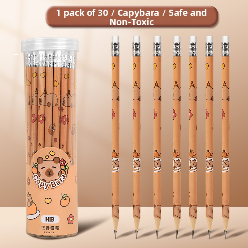 Pieštukas „Kapibala“ pradinės mokyklos mokiniams, rašantiems HB, mielas animacinis filmas su trintuku