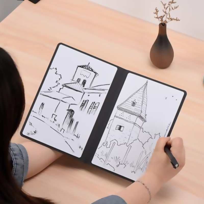 Laste Doodle`i kirjutusplokk, mustandiraamat, kokkupandav nahktahvliga märkmik, kontoritöö märkmik, kahepoolne kirjutamine