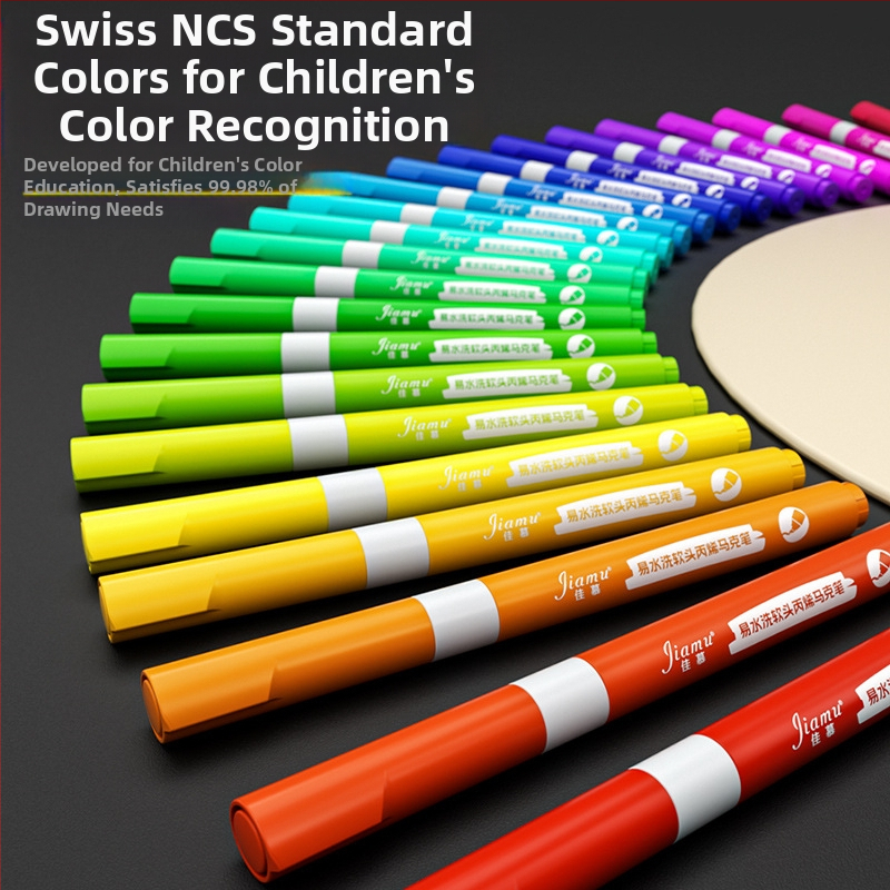 Лесен за измиване акрилен маркер, лесен за измиване, акварелен маркер за ученици от началното училище, непрозрачен и подреждащ се един върху друг за детска градина