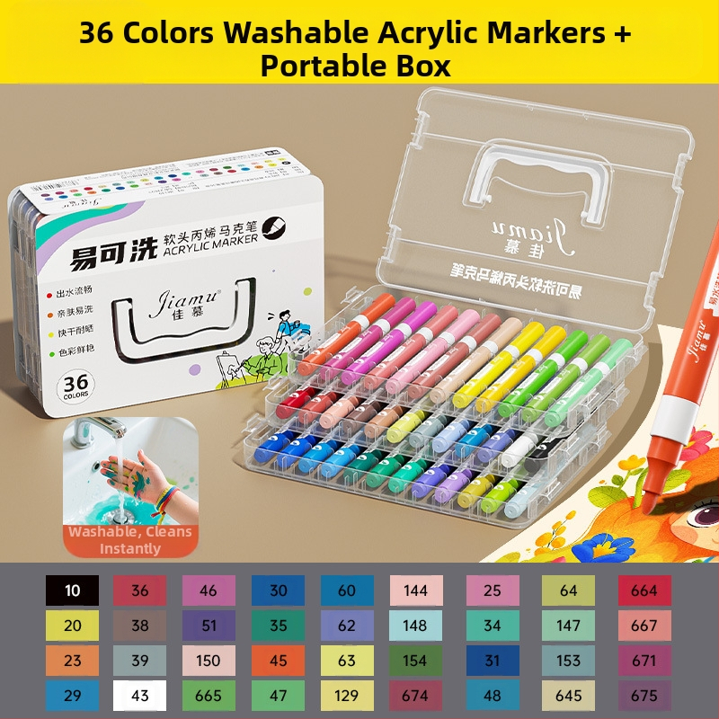 Lengvai plaunamas akrilinis žymeklis, lengvai plaunamas pradinės mokyklos mokinių dailės vaikams skirtas akvarelinis rašiklis, nepermatomas ir sudedamas darželinukams