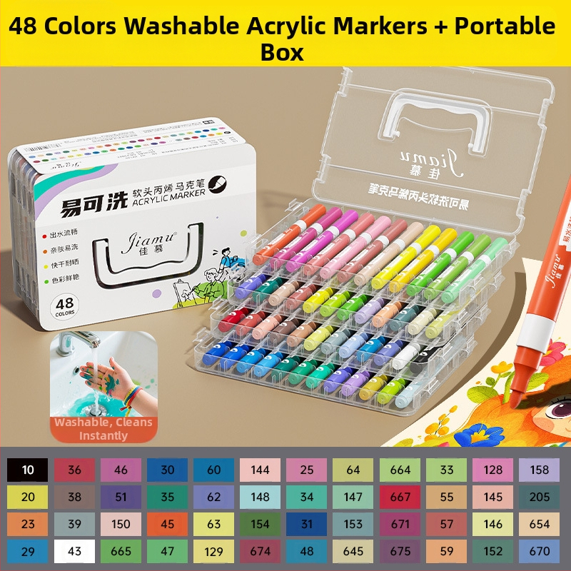 Lengvai plaunamas akrilinis žymeklis, lengvai plaunamas pradinės mokyklos mokinių dailės vaikams skirtas akvarelinis rašiklis, nepermatomas ir sudedamas darželinukams