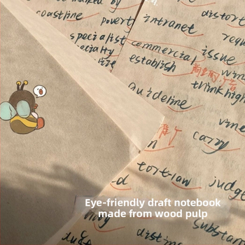 Блогър с 320 парчета чернова от сурова дървесна пулпа за студенти по приемни изпити в докторантура с празна бежова хартия за защита на очите, удебелена с математически анализ