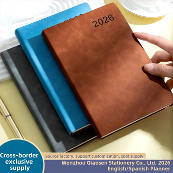 Amazon Cross-Border 2026 báránybőr ütemtervfüzet kis címkével, napi egyoldalas tervezőkönyv, éves naptár