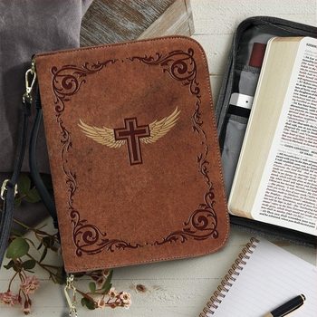 Tarpvalstybinis temu dirželis per kūną su maldos krepšiu, knygų rašikliu, žymeklių laikymui skirta Biblijos krepšiu