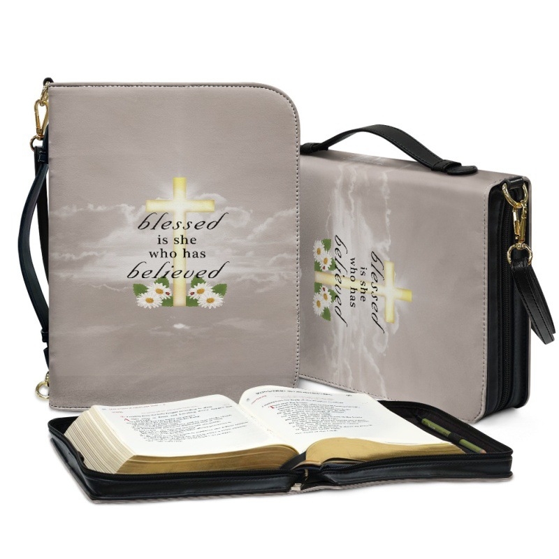 Tarpvalstybinis temu dirželis per kūną su maldos krepšiu, knygų rašikliu, žymeklių laikymui skirta Biblijos krepšiu