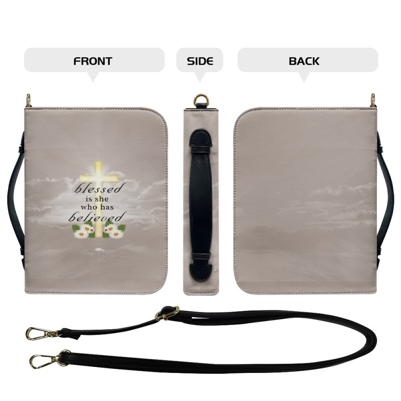 Tarpvalstybinis temu dirželis per kūną su maldos krepšiu, knygų rašikliu, žymeklių laikymui skirta Biblijos krepšiu