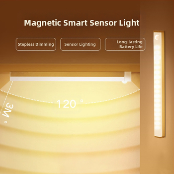 Έξυπνο LED φως αισθητήρα ανθρώπινου σώματος επαναφορτιζόμενο μακρύ μαγνητικό αυτοκόλλητο φωτιστικό λωρίδας φωτισμού ντουλαπιού κρασιού