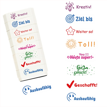 Vācu un franču valodas skolotāju celtniecības klucīšu zīmogi, krāsaini klases jautrības iedrošināšanas zīmogi, biroja zīmogi - pārrobežu tieša piegāde