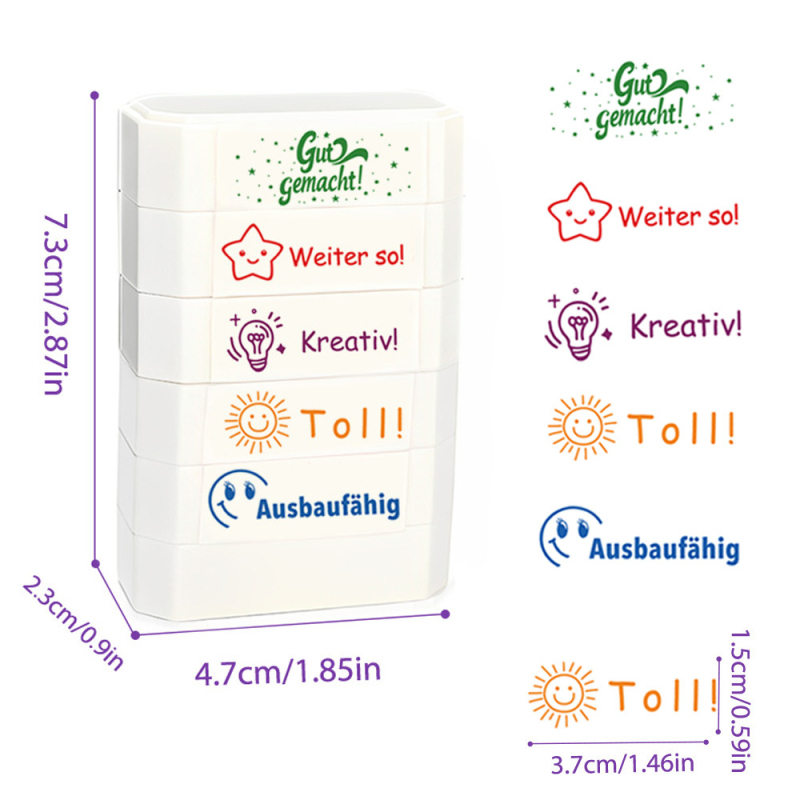 Vācu un franču valodas skolotāju celtniecības klucīšu zīmogi, krāsaini klases jautrības iedrošināšanas zīmogi, biroja zīmogi - pārrobežu tieša piegāde
