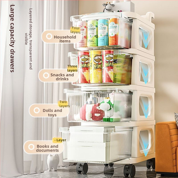 Ράφι αποθήκευσης με παχύ καρότσι Επιδαπέδια θήκη αποθήκευσης σνακ τύπου συρταριού Οικιακή θήκη αποθήκευσης πολλαπλών στρώσεων για βρεφικά είδη
